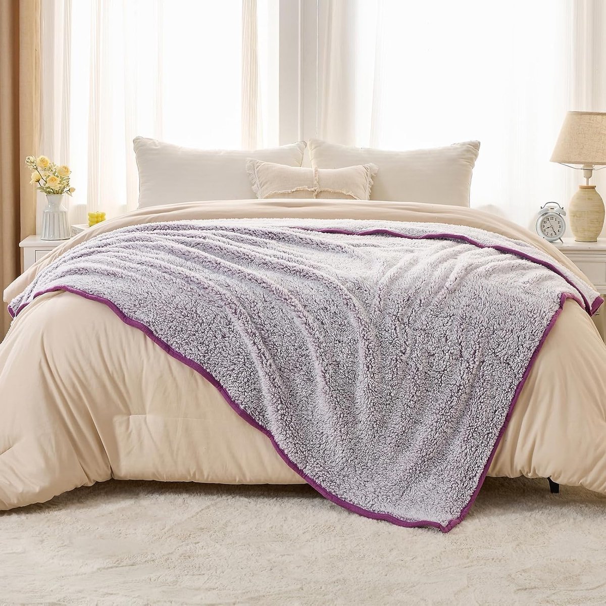 Thijox - EMME Koeldeken Zomer Q-Max > 0,5, Dun Ademend, Eenpersoonsbed, Bank, Paars, 127 x 152 cm, Ideaal voor Warm Weer en Comfortabele Nachten