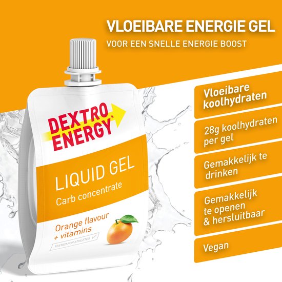 Dextro Energy Liquid Energy Gel - Sinaasappel + Vitamine B - Sportgel - Energie Gel - 18 x 60 gram van Merkloos — afbeelding 3