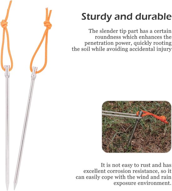8pcs-lot Titanium Alloy Tent Pegs Ultralight Camping Stakes - Heavy Duty Nails Outdoor Canopy Ground Pins - 16g/pc - Ti4005P van Outdoors Equipments — afbeelding 3