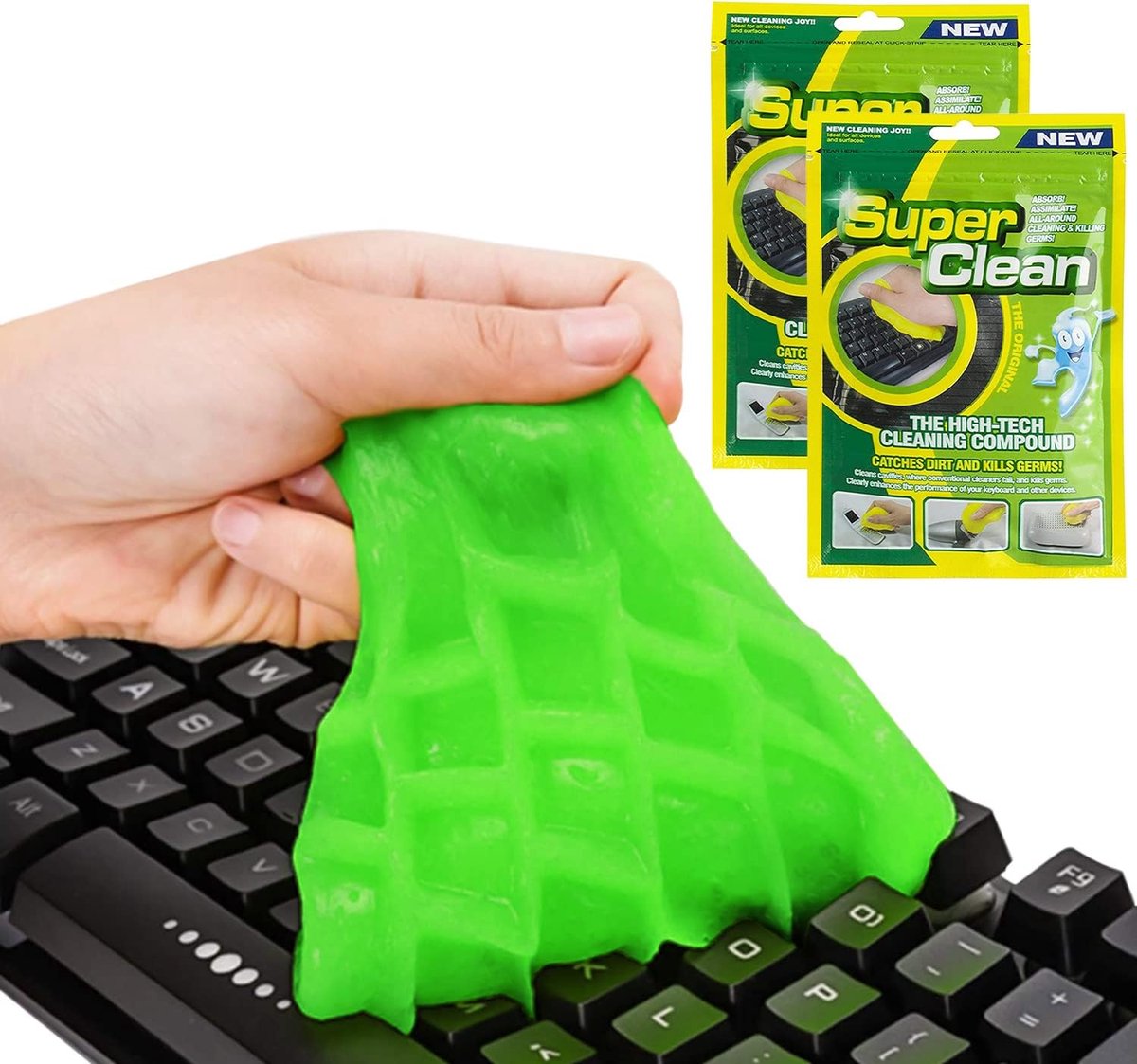 SnelShoppen - Toetsenbordreiniger Gel - 2 Stuks Stofreinigingsgel - Niet-giftig Rubber - Vuilverwijderaar voor PC, Laptop, Auto-interieur, Ventilatieo