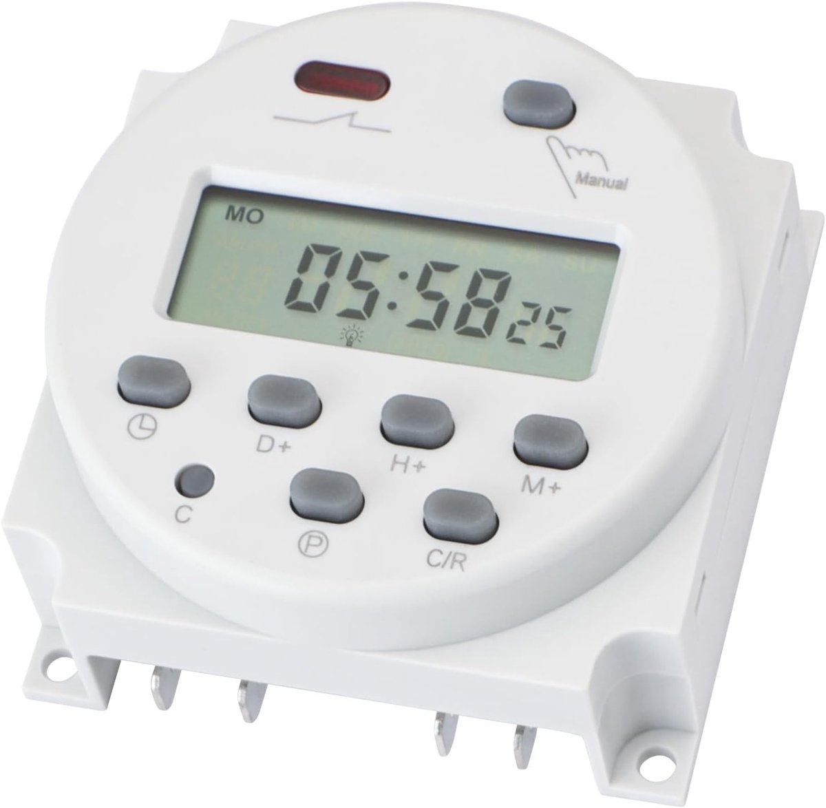 SnelShoppen - Digitale Tijdschakelaar AC230V, Wekelijks Programmeerbaar Tijdrelais met LCD-display, Handmatige en Automatische Bediening, 1M~168H voor