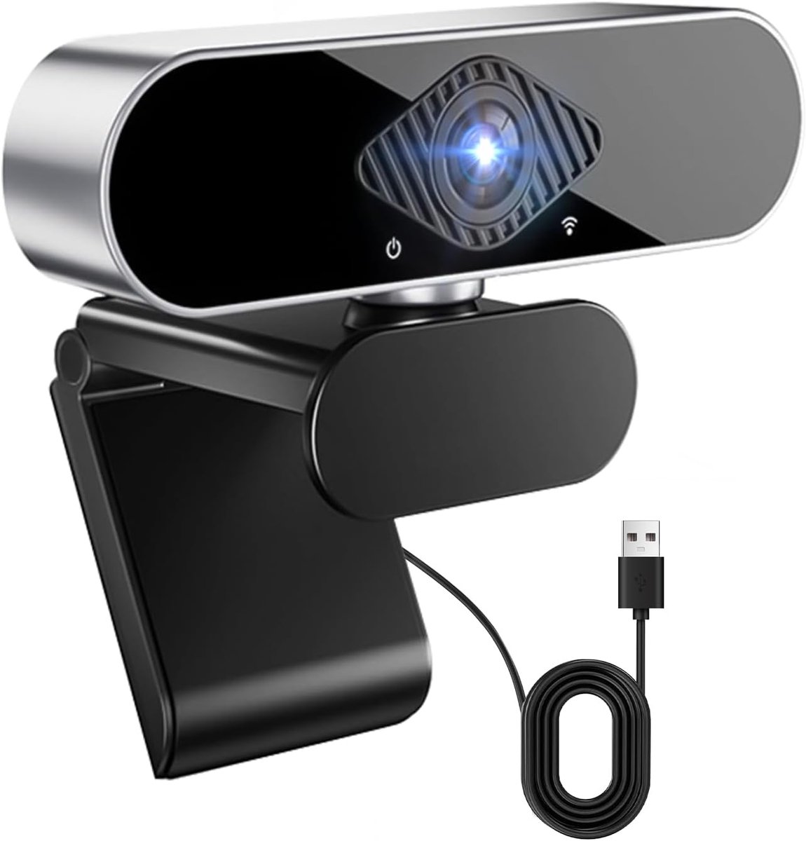 SnelShoppen - Webcam voor PC met Microfoon, 1080p Full HD, 360 Graden Draaibaar, USB Plug & Play Camera voor Computer, Laptop, Mac, Videoconferenties,