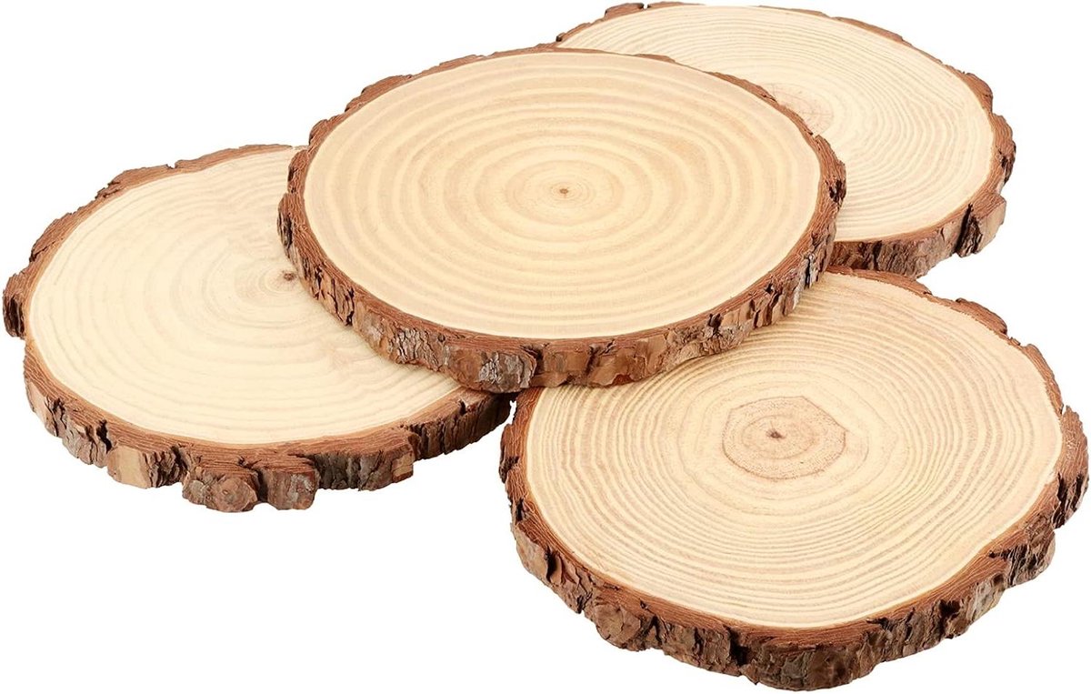 Natuurlijke Houten Plakjes - Houten Cirkels - Ambachten en Decoratie - Glad Gesneden Schorsrand - 8 stuks 18-20 cm