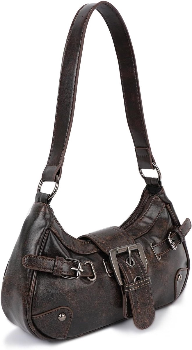 SnelShoppen - Handtas Dames Retro Schoudertas Elegante Vintage Y2K Handtas Zacht Materiaal Perfect voor Party, Date, Dagelijks Gebruik