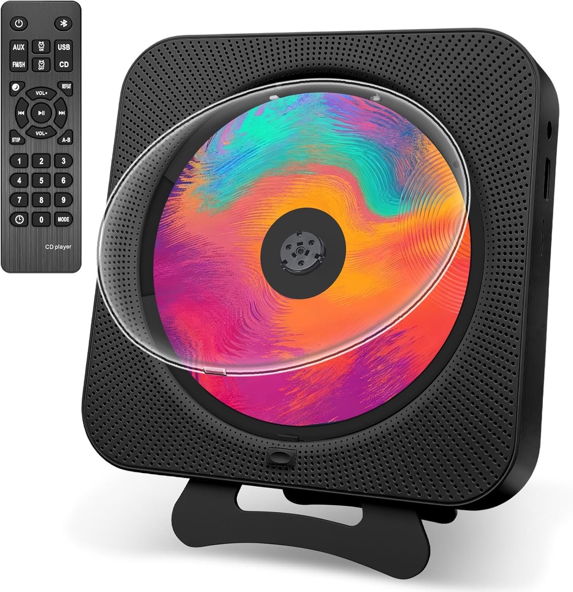 SnelShoppen - CD-speler met Radio Boombox - Bluetooth Upgrade met Stofkap en LED-scherm - FM-radio, USB MP3 music speler, 3,5 mm AUX-aansluiting, Afst