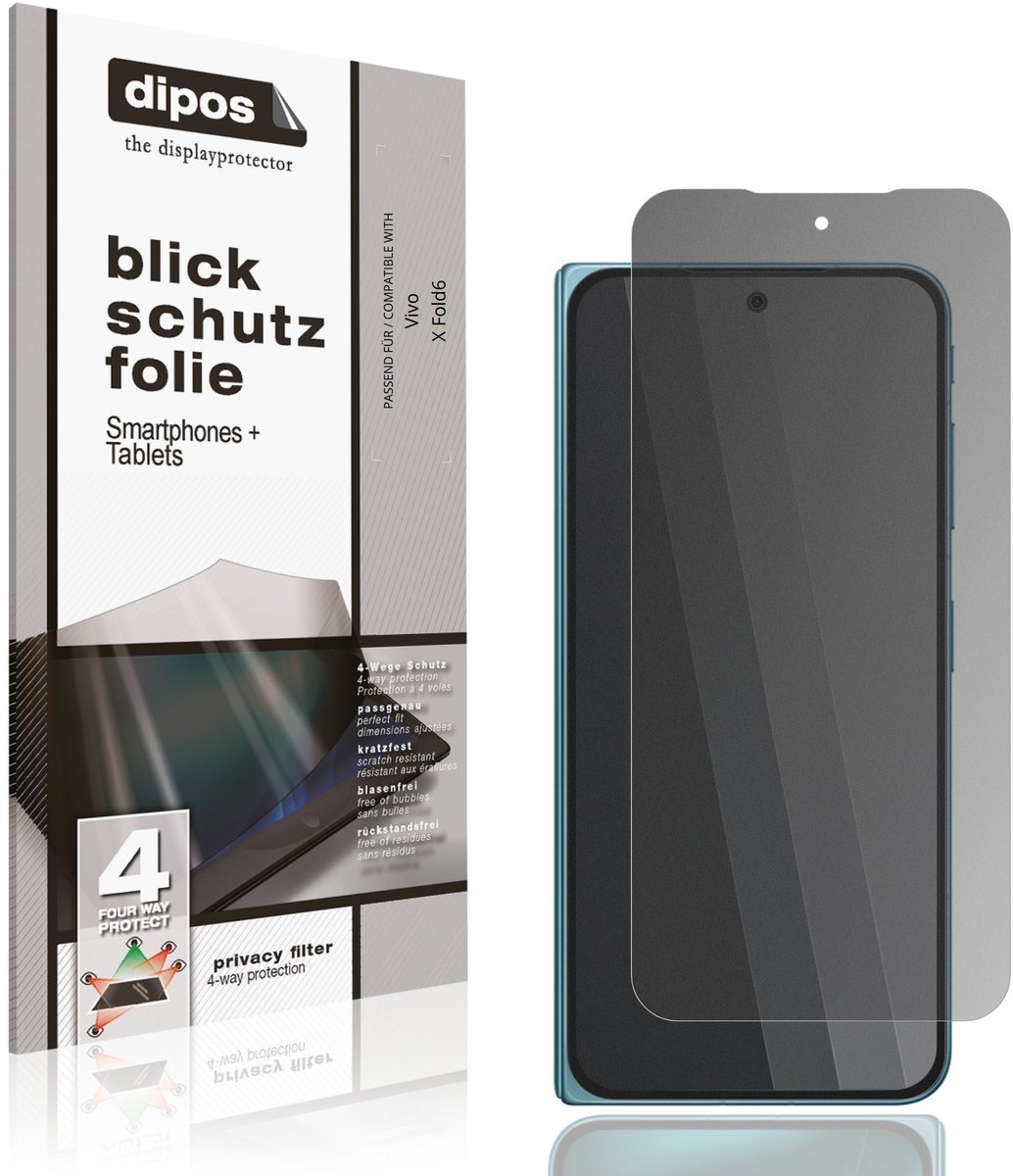 dipos – Matte Privacy Screenprotector geschikt voor Vivo X Fold6 Buitenkant | Anti-Spy Beschermfolie