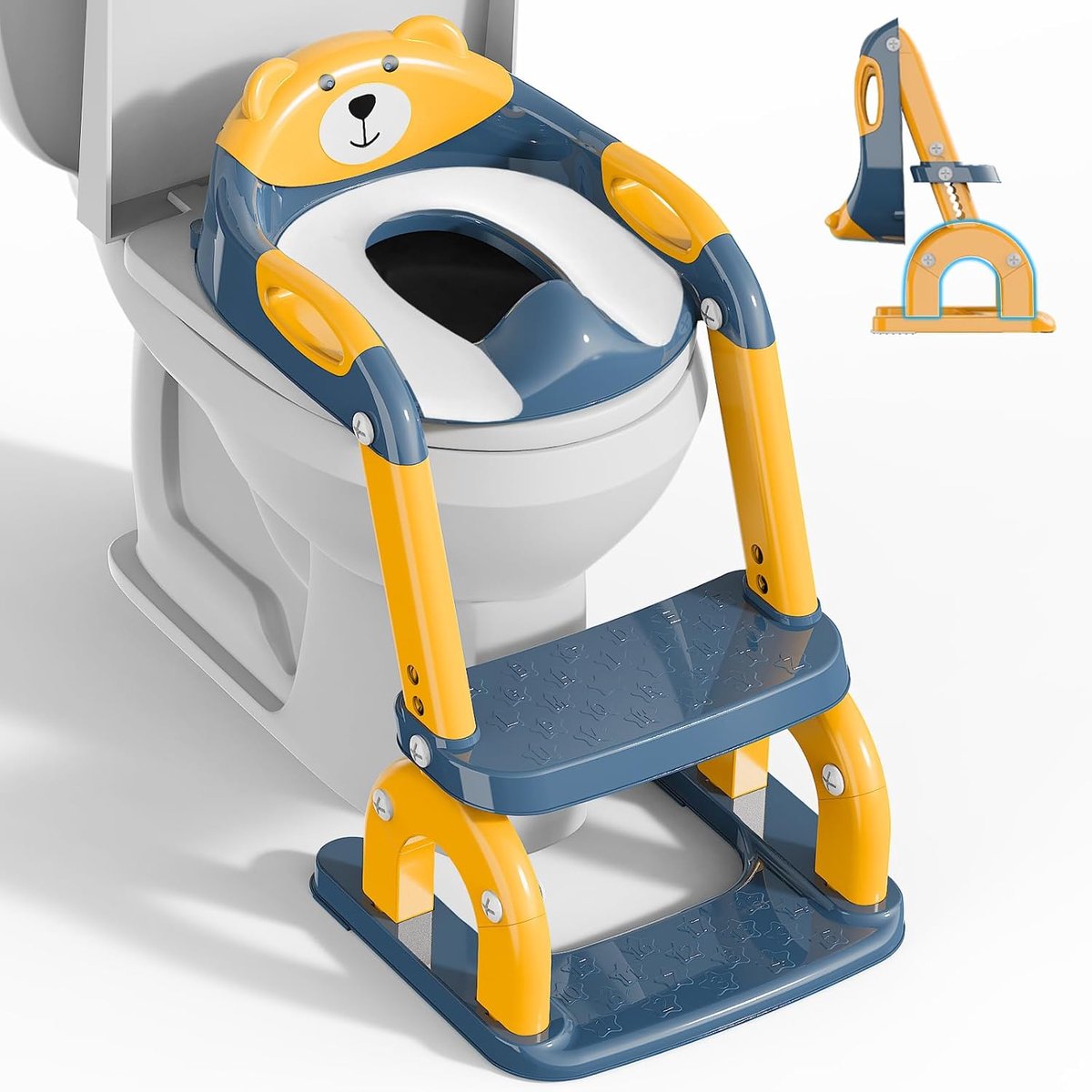 SnelShoppen - Toiletzitting voor Kinderen met Trap, 2-in-1 Toilettrainer voor Jongens en Meisjes, In Hoogte Verstelbare Veiligheid, Comfortabele Blauw