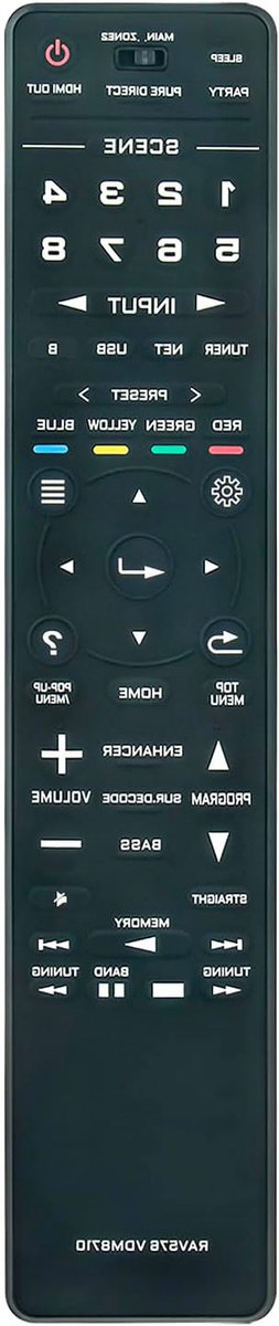 Vervang Afstandsbediening - Universele Controller - AV Ontvanger Bediening - Ergonomisch Ontwerp - 24.5 x 5 x 1 cm
