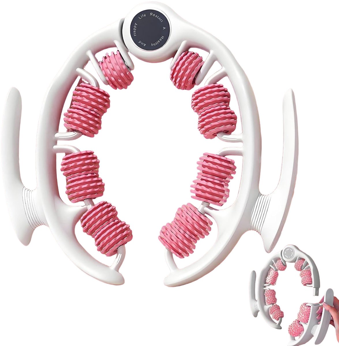 Anti-Cellulite Massagestab - Massageroller - met 14 rollen en 980 tanden voor benen billen buik - 360° afneembare handgrepen - 180° verstelbaar cellulite roller lymphdrainage