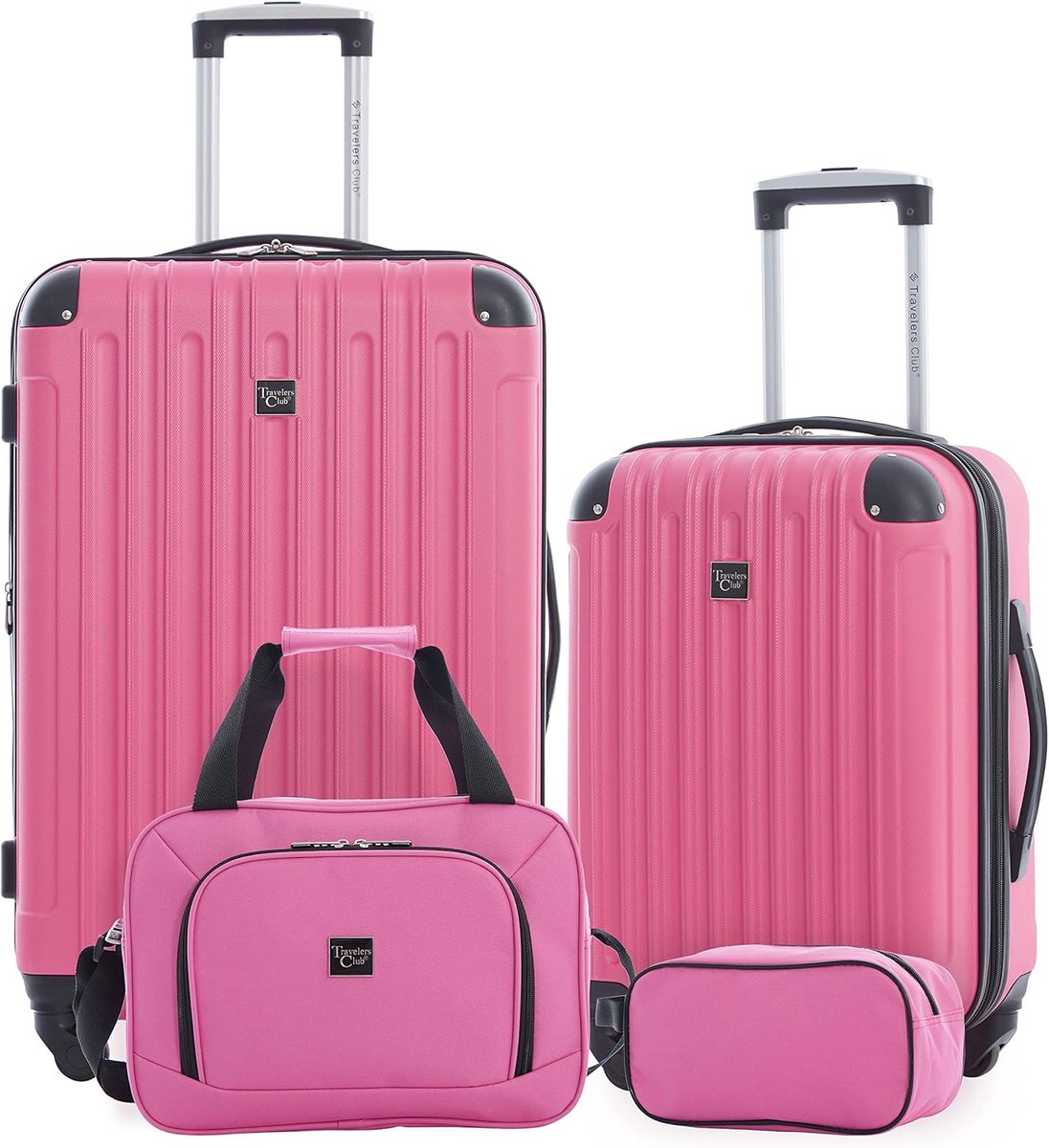 SnelShoppen - 4-delige Hardcase Koffer Set met Wielen, 66 cm Ruime Koffer, 51 cm Handbagage, Reisbagage en Toilettas, Bubble Eraser, Lichtgewicht en D