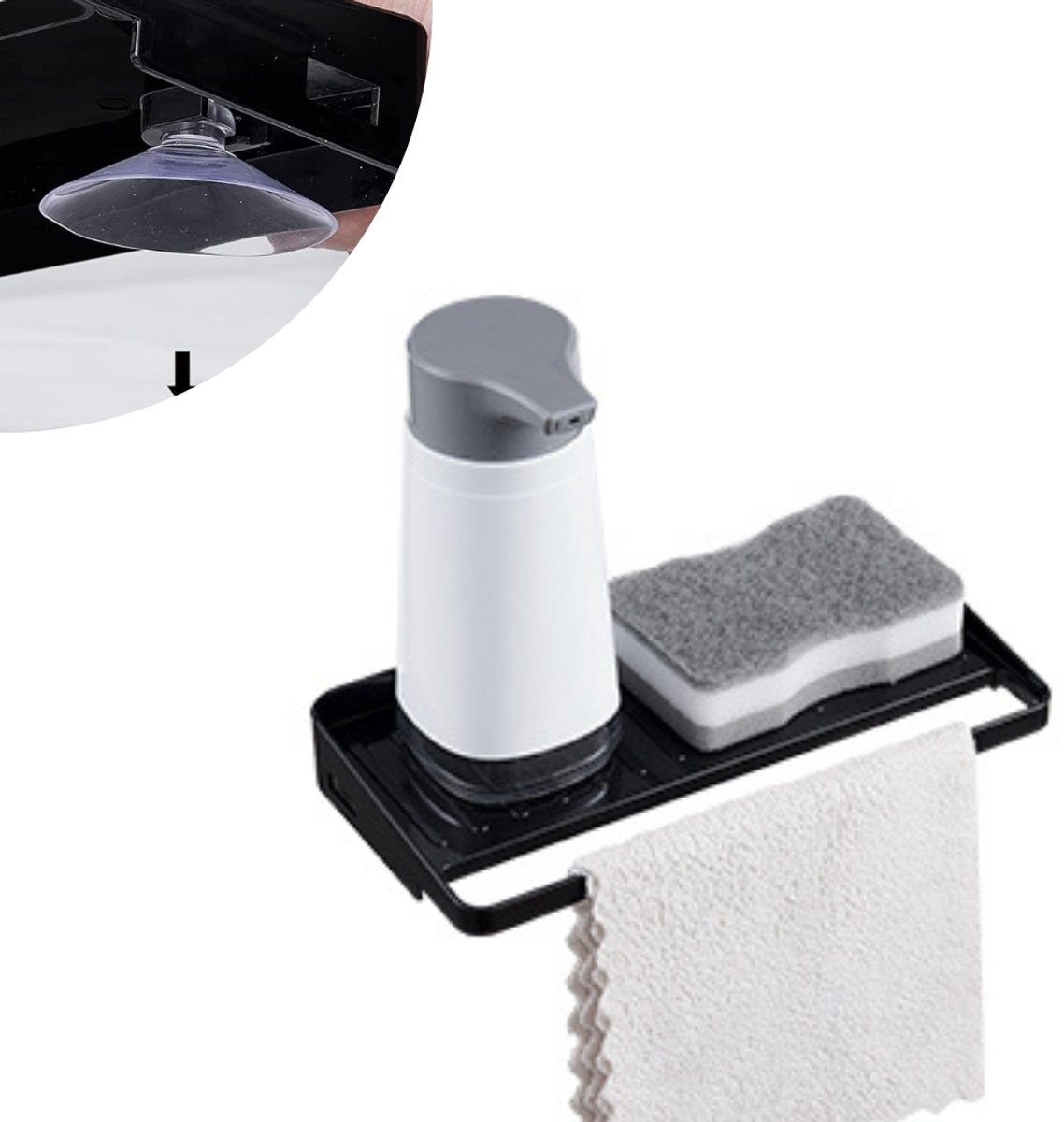 CLGP® Vaatdoekhouder Gootsteen - Gootsteen Organizer - Vaatdoekhouder - Zwart