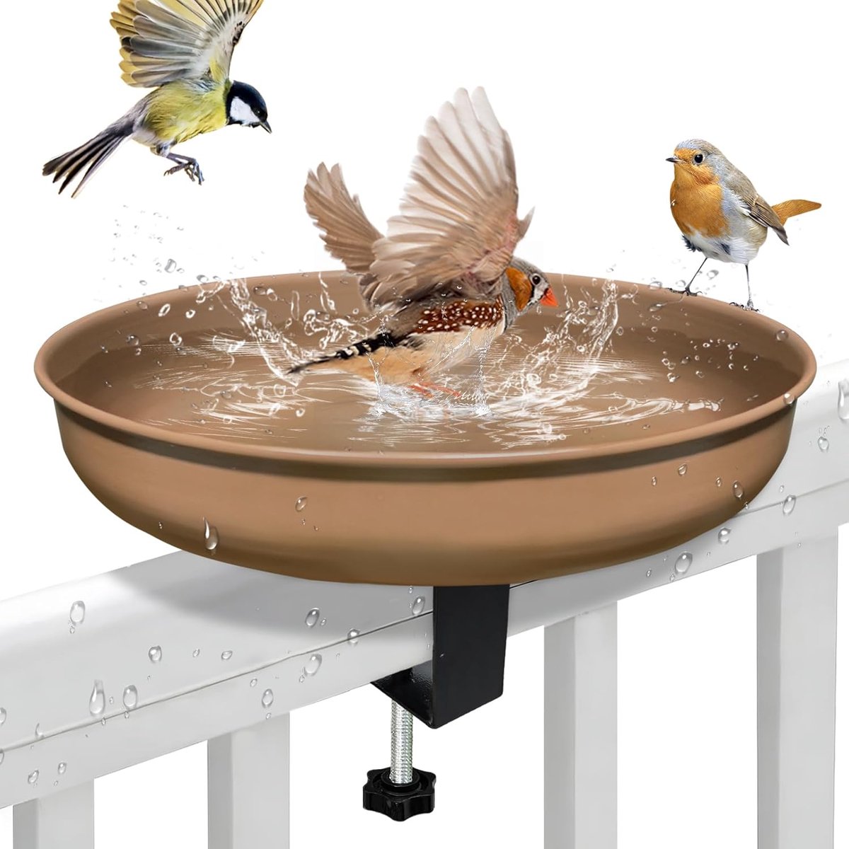 SnelShoppen - Bird Bath voor Balkon, Winterproof Waterbad voor Vogels, Grote Hangende Vogelbad van Metaal, Frost-bestendig voor Balkon en Tuin