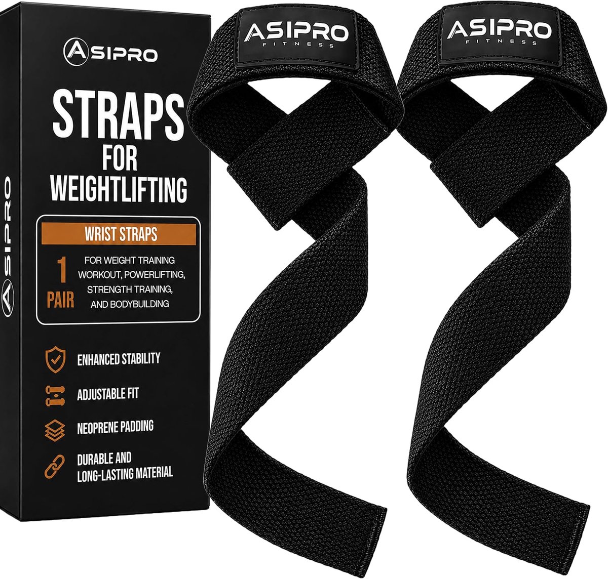 SnelShoppen - Weight Lifting Straps - Padded Deadlift Lifting Straps voor Gewichtheffen, Powerlifting, 22 Inch, Versterkte Grip, 1.6 Inch Breed, Ideaa