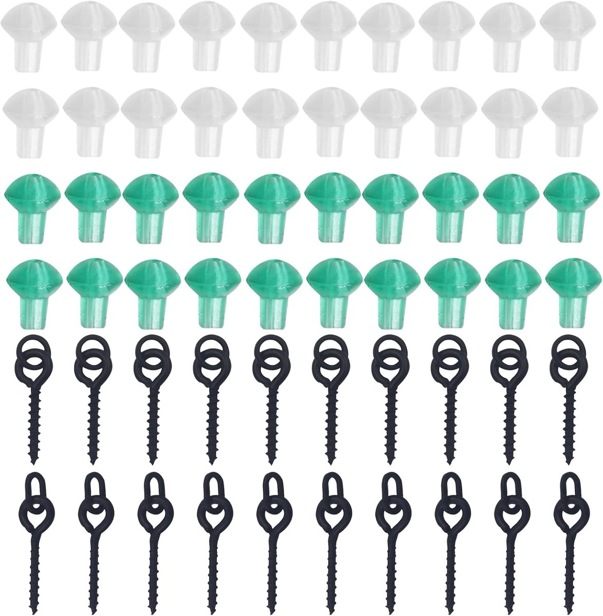 SnelShoppen - 20pcs Boilie Hooks met Schroef, Hoogwaardige Draad Bait Ring, 40pcs Haak Stops voor Karpervissen, Chod-Rigs, Duurzaam Materiaal