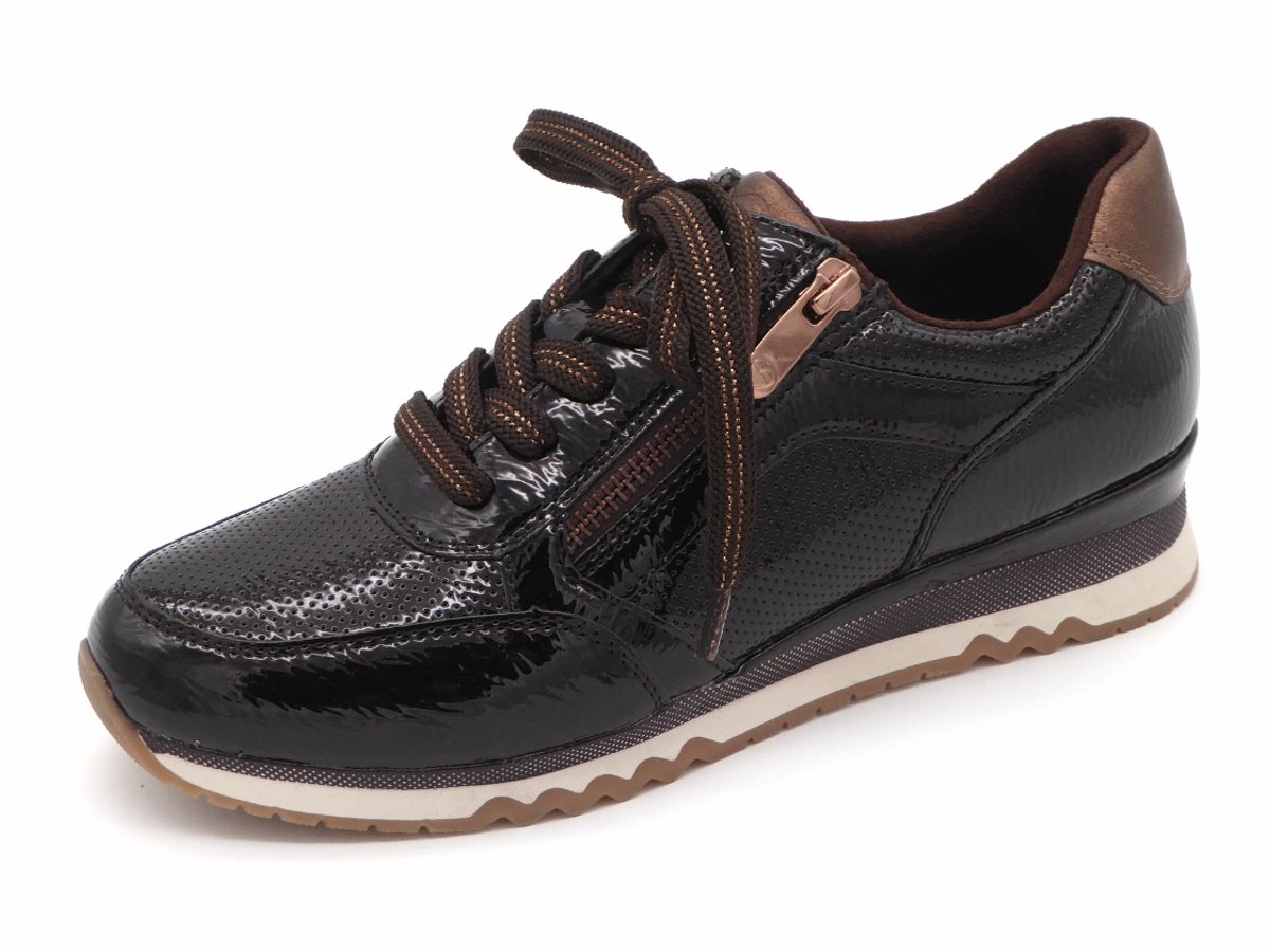 Marco Tozzi Dames Sneaker - 23782-38A Mocca Lak - Maat 41