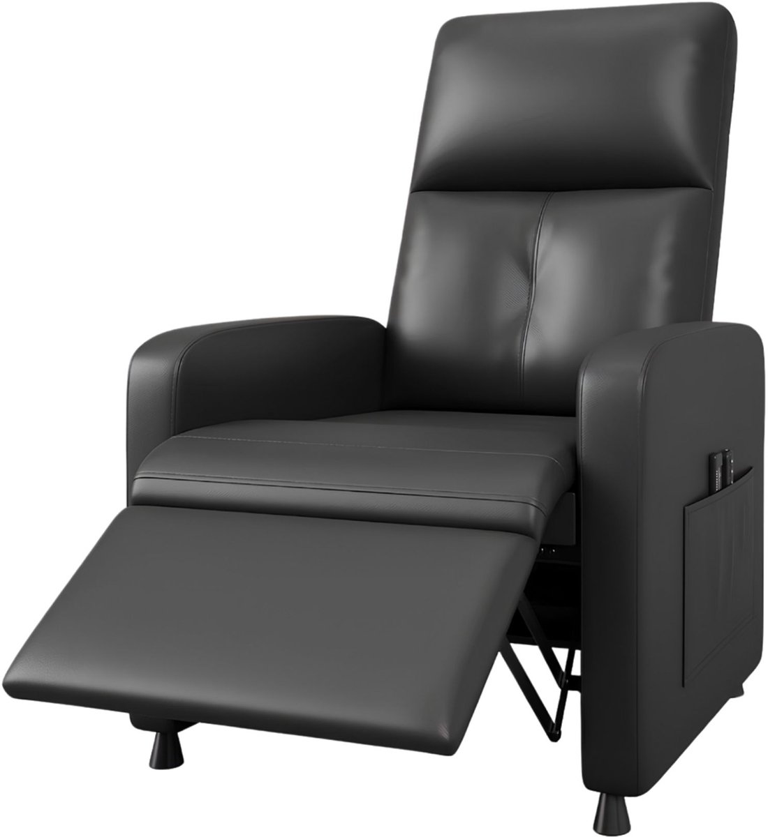Happiq Elektrische Relaxfauteuil - Verstelbare Rugleuning met Massage en Verwarming - voor woonkamer en home theater - Zwart PU Leer - Grijs