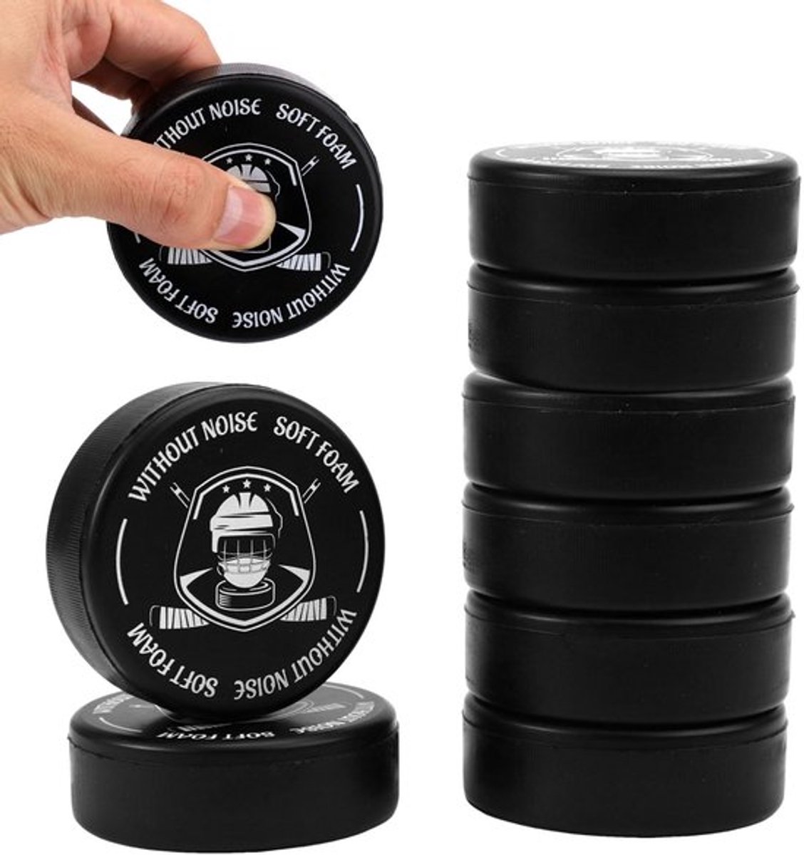 8 stuks ijshockeypucks, zachte schuim ijshockeypucks, 7,5 cm diameter, 2,5 cm dikte, lichtgewicht, vermijd lawaai voor training binnenshuis