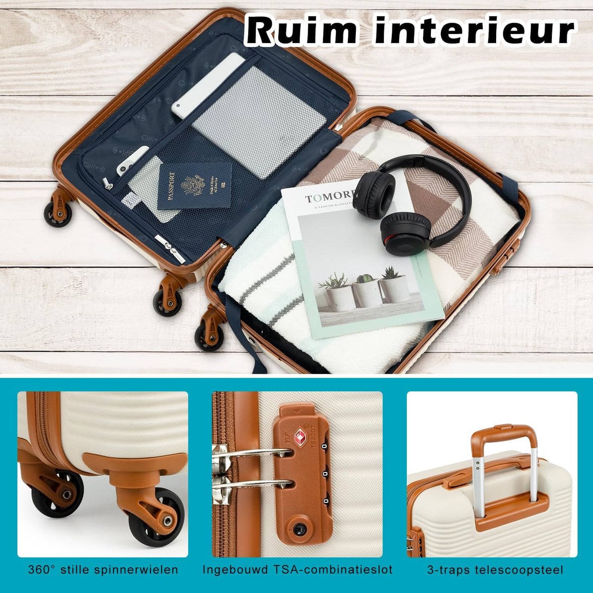 Thijox - COOLIFE Ryanair Handbagagekoffer 55x35x20 cm - Lichtgewicht Cabin Trolley Koffer met TSA-slot - Harde ABS schaal - 20L Handbagage Koffer Blau