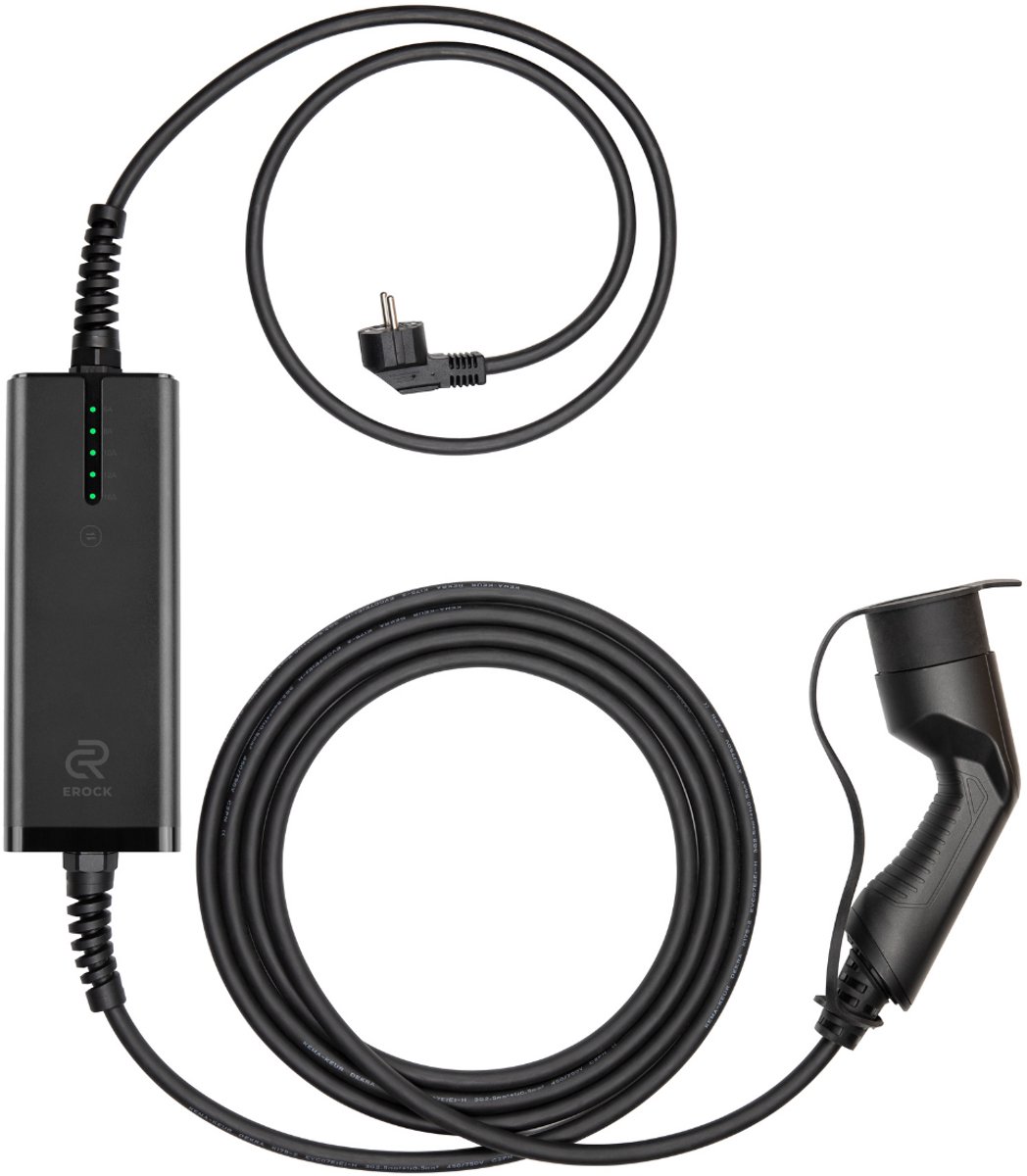 EROCK One Mobiele Lader Type 2 naar Schuko – 5 Laadstanden