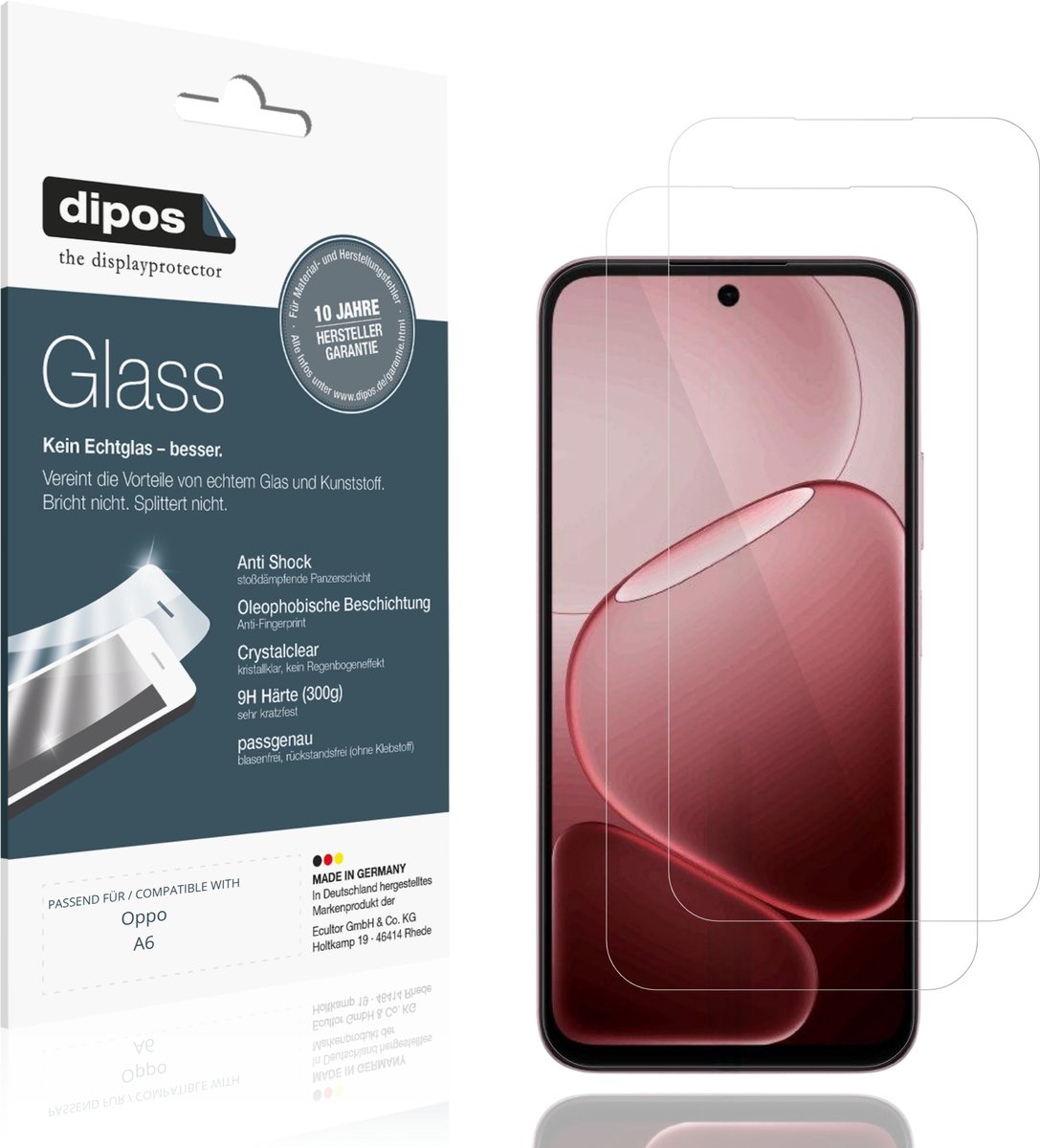 dipos – 2x Pantserfolie geschikt voor Oppo A6 | 9H Screenprotector