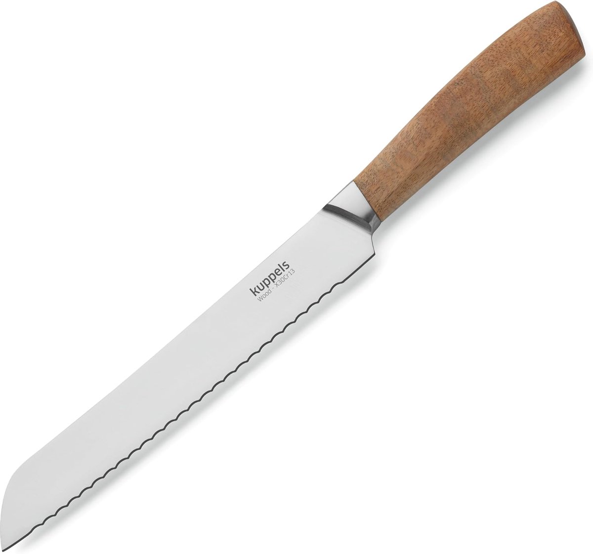 SnelShoppen - Kuppels WOOD Broodmes met Zahnedge, 20 cm Hoogwaardige Keukenmes met Acacia Houten Handvat, Ergonomisch en Perfect Gebalanceerd, Ideaal