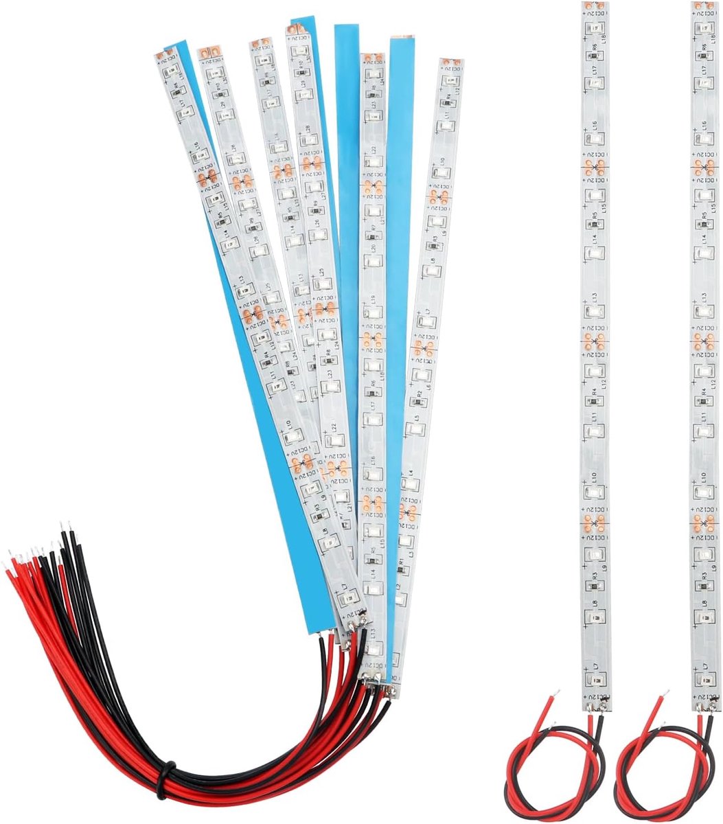 SnelShoppen - 10 Stuks 200mm Voorbedrade LED Strip Licht, 12V - 18V, 2335 SMD LED Lampen, Rood, Flexibel en Veilig voor Feest, Camping, Tuin en Keuken