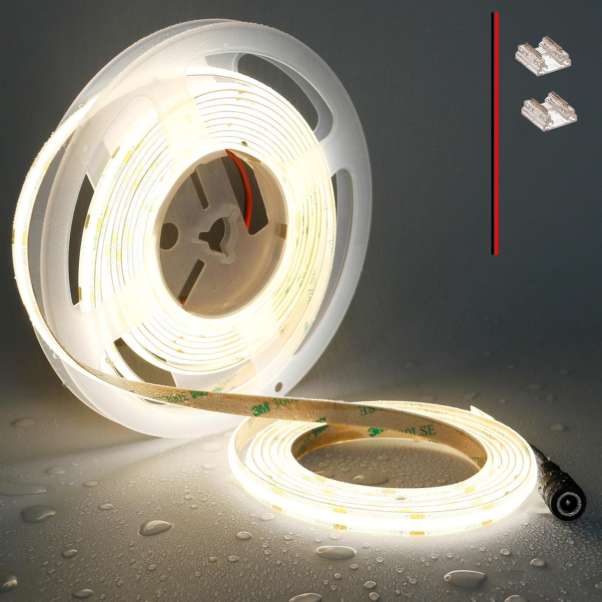 SnelShoppen - 12V COB LED Strip 5M Waterproof IP65 Natuurlijk Wit 4000K 480LEDs/M Dimbaar Energiezuinig voor Keuken, Badkamer, Tuin, DIY Decoratie