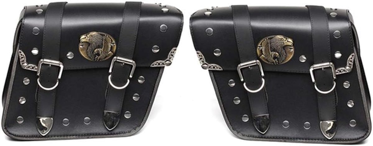 SnelShoppen - Saddle Tool Bags Set van 2 - Links en Rechts - PU Leer Motorrugtassen - Waterdicht en Weerbestendig - Ruime Opbergruimte voor Gereedscha