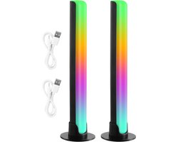 SnelShoppen - 2 Pcs RGB LED Bar 21 cm Gaming Lamp Music Sync Multi-Colour Licht voor Game Room PC Backlight Decoratie Sfeerverlichting voor Feest en S