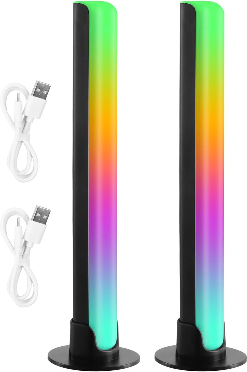 SnelShoppen - 2 Pcs RGB LED Bar 21 cm Gaming Lamp Music Sync Multi-Colour Licht voor Game Room PC Backlight Decoratie Sfeerverlichting voor Feest en S
