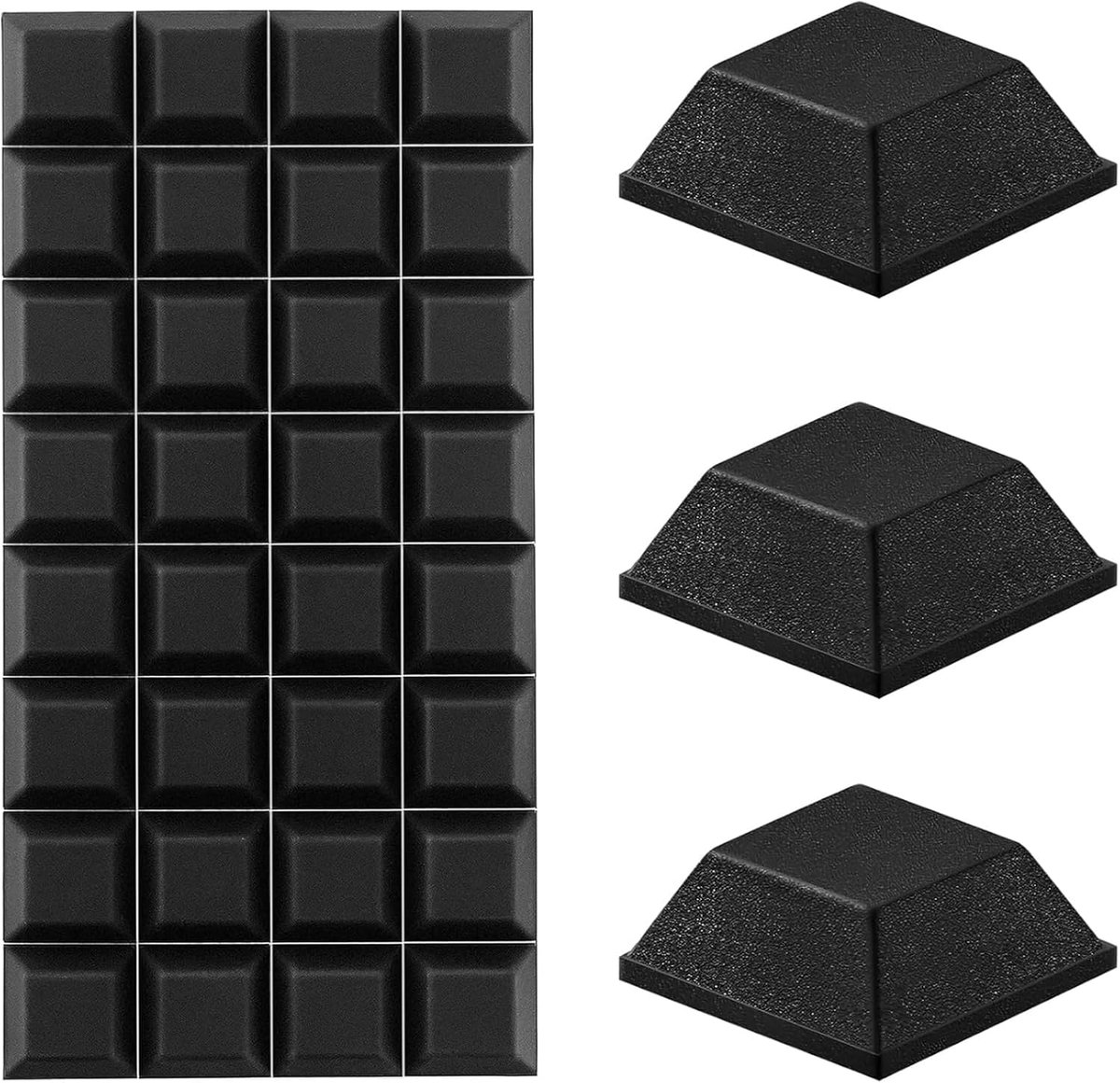 SnelShoppen - 32 Stuks Zelfklevende Zwarte Siliconen Voetjes, Geluidsdempende Anti-Trillingen, Antislip, Voor Meubels, Deuren, Speakers, Huishoudelijk