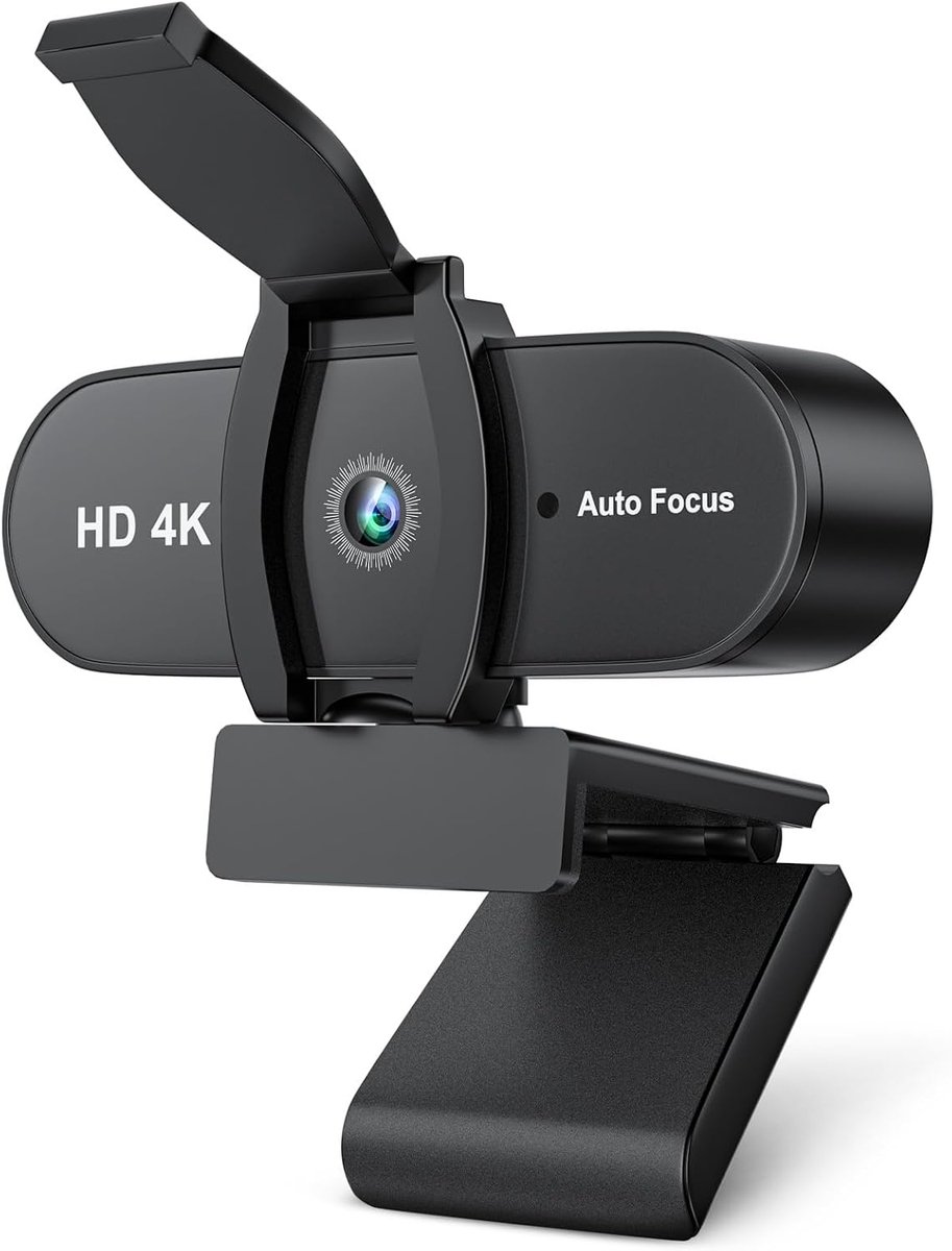 SnelShoppen - OFFCUP Full HD Webcam 4K met Microfoon Ruisonderdrukking, USB Streamingcamera voor PC/Laptop, Autofocus voor Videogesprekken en Online C