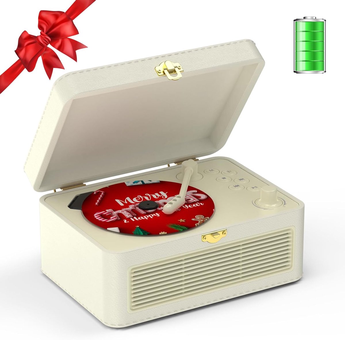 Thijox - Draagbare CD-speler Bluetooth met Luidspreker, Afstandsbediening, USB/AUX Ondersteuning, Hoofdtelefoonaansluiting, Wit voor Feesten, Camping