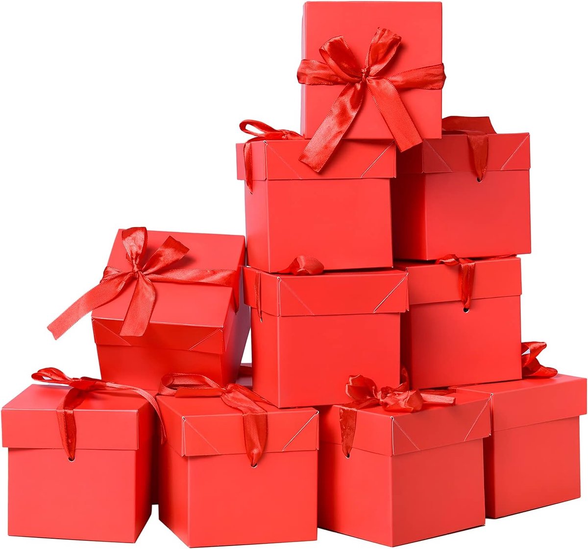 SnelShoppen - 12 Stuks Kleine Geschenkdozen met Deksels, Vierkante Dozen in Rood, 10 cm - Perfect voor Bruiloften, Verlovingen, Verjaardagen, Kerst en