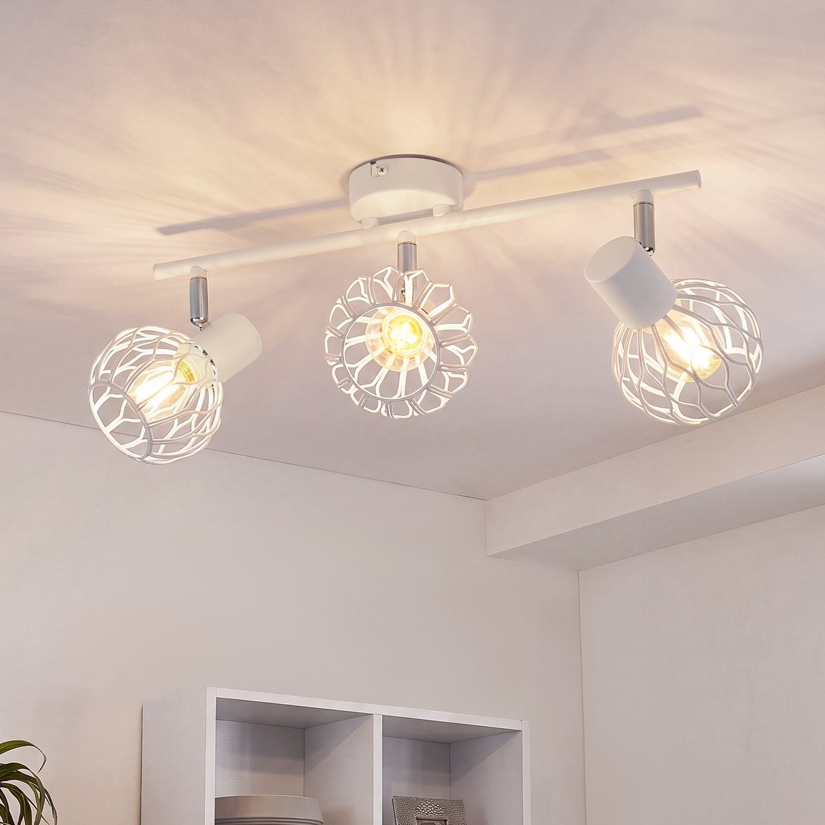 NETTLIFE LED Plafondlamp 3-Lichts - Wit - Metaal - E14 - 350° Draaibaar - zonder Lichtbron - voor Woonkamer | Keuken | Gang | Slaapkamer