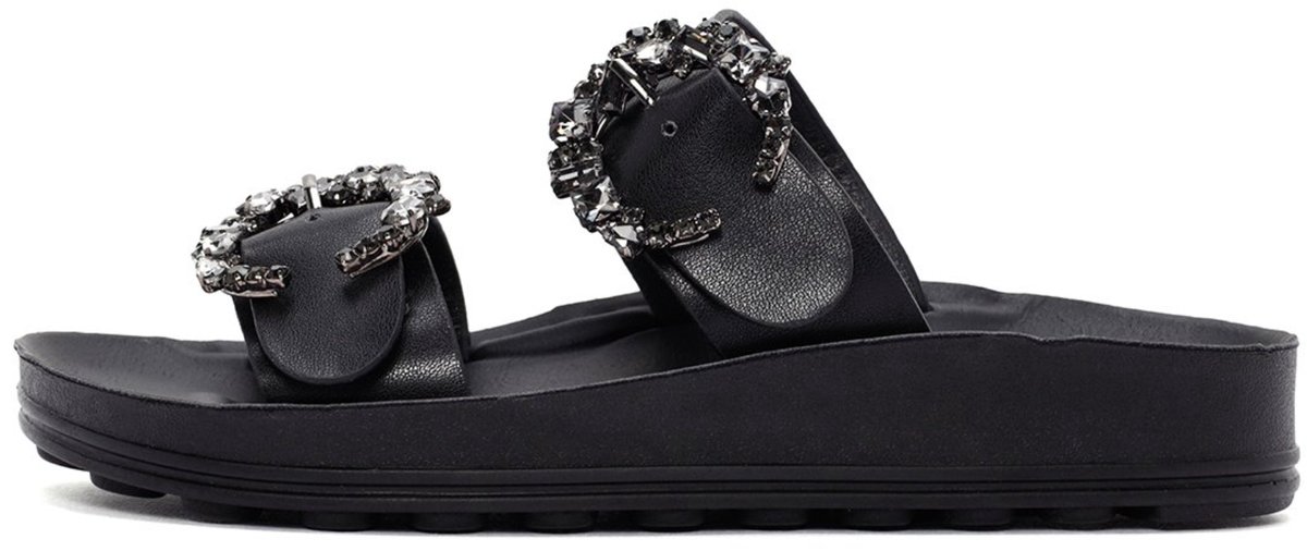 DERIMOD Muiltjes Imitation Leren Muiltjes With Rhinestone Details