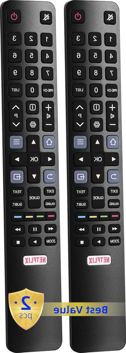 Vervangende Afstandsbediening - Universele Controller - TV Bediening - Directe Werking - 2 Stuks - Zwart