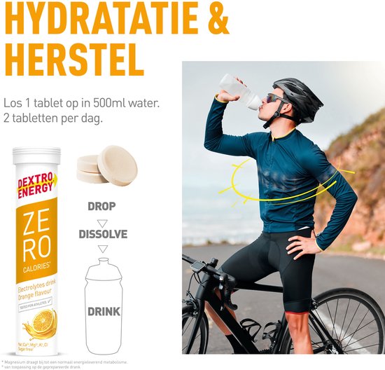 Dextro Energy Zero Calories Orange - Elektrolyten Sportdrank - Suikervrij - Electrolytes Drink - 3 x 20 tabletten (30 Liter) — afbeelding 3