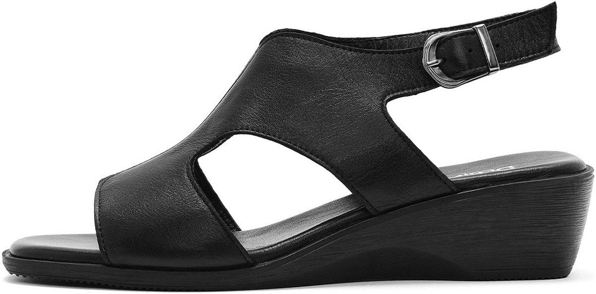 DERIMOD Sandalen Met Lage Sleehak Leren Low Wedge Sandalen