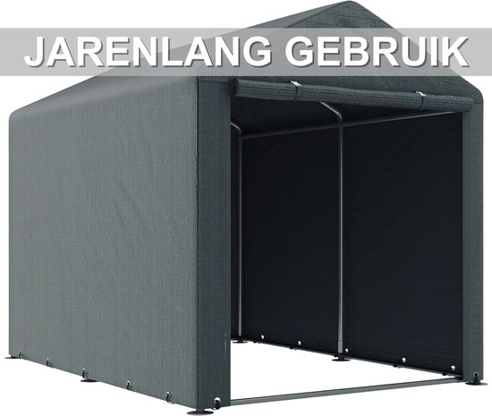 Garage Tent 1,6 x 2,18 x 1,72 m - Opslagtent met UV-Bescherming en Ritssluiting Deur - Weerbestendige Storage Tent - Grijs — afbeelding 2