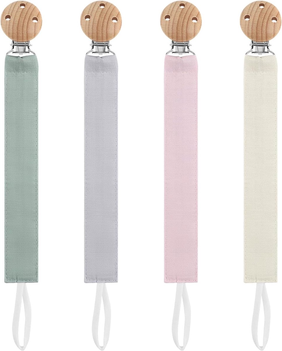 SnelShoppen - Fopspeenketting, Stof, Gepersonaliseerde Fopspeenkettingen met Beukenhouten Clip voor Jongens en Meisjes, Perfecte Accessoires voor Kind