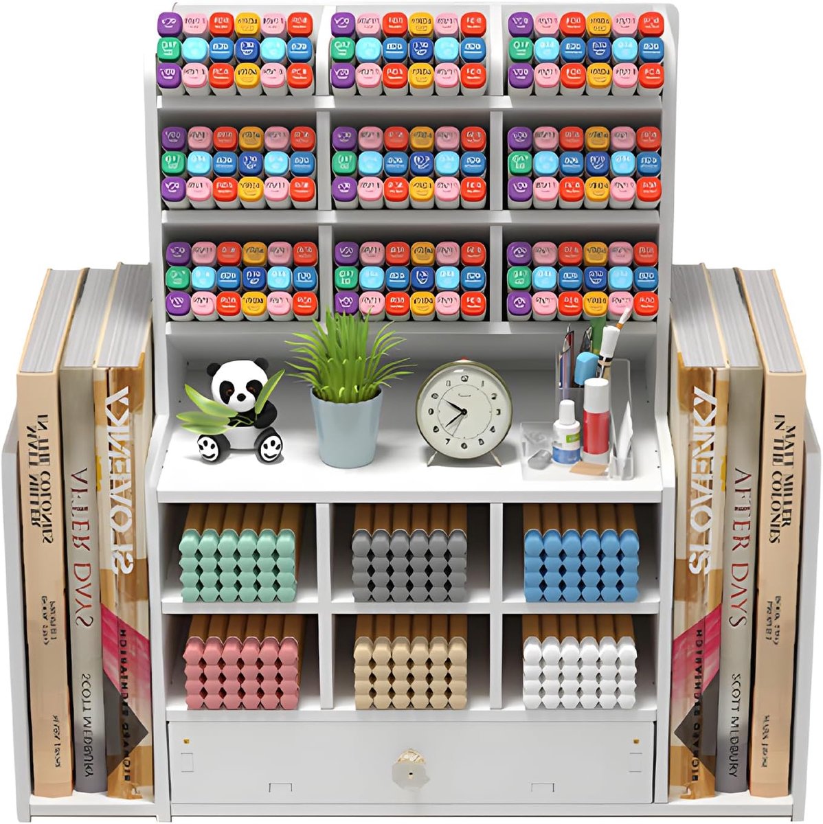 SnelShoppen - White Desk Organiser, Multifunctionele Penhouder, Desk Organizer voor Thuis, School en Kantoor, EVA Plastic, Lichtgewicht, Ruim, Voor Pe