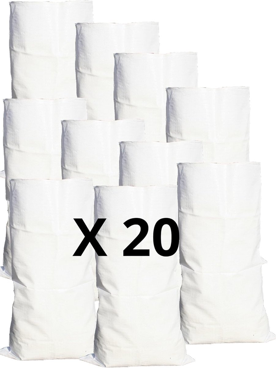 SnelShoppen - 20 x 55 kg Polypropyleen Papieren Zak 55 x 95 cm voor Bouwplaats Tuin Afval Zand Hout