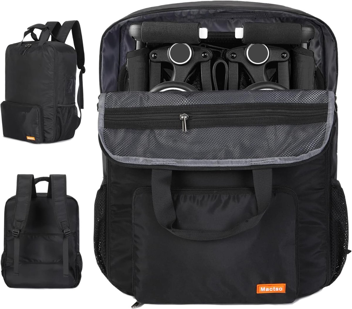 Thijox - Wandelwagen reistas voor GB Pockit en Pockit Air Plus All Terrain, lichtgewicht kinderwagen reisrugzak voor vliegtuig, zwart, M