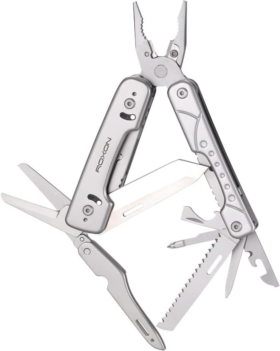 SnelShoppen - 15-in-1 Multitool Schaar met Vervangbare Bladen, Inclusief 9-delige Bit Set en Draadknipper | Perfect voor Buitenactiviteiten en Klussen
