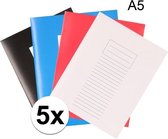 A5 lijntjes schriften - Assorti - 5 stuks