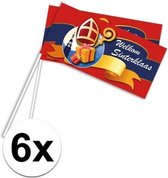 6x Welkom Sinterklaas zwaaivlaggetjes 38 cm - Sinterklaas vlaggetjes