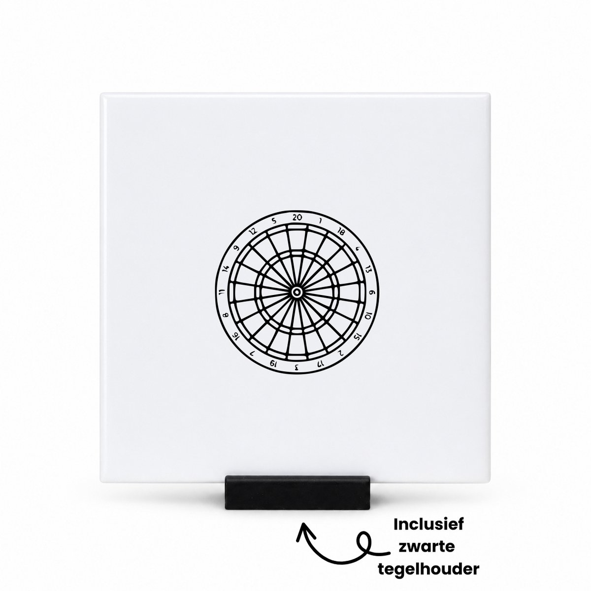 Hacebo Dartbord tegeltje met tegelhouder - Dartbord - Beste darter ooit - tegeltjes met tekst - Darter - dartpijlen - Leuk cadeau voor een darter - hobby - iemand die darten leuk vindt - spreuktegels - 10.8x10.8 CM Wit