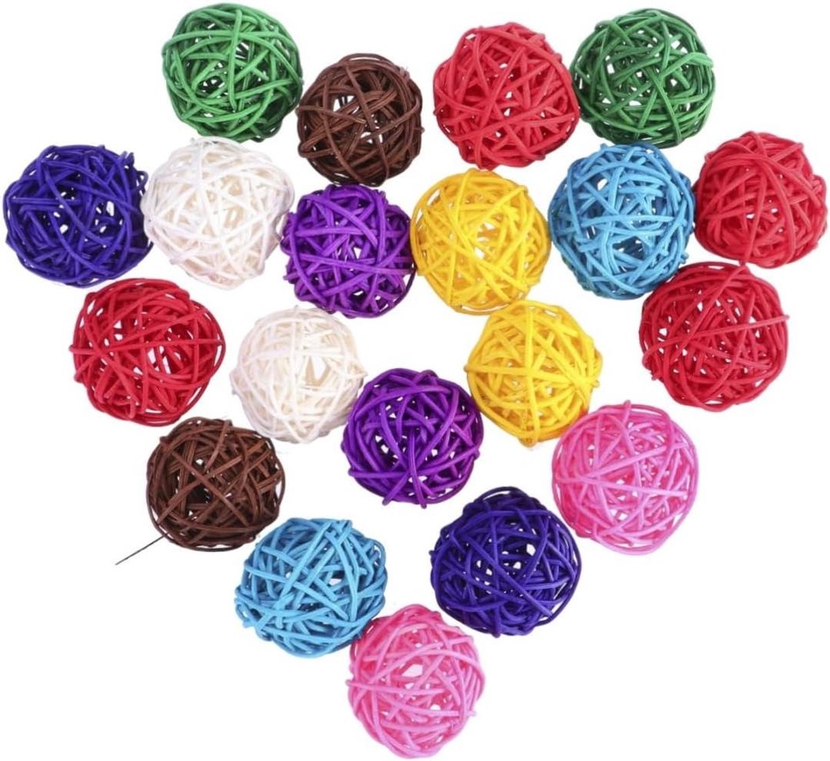 Rotan Decoratie Ballen - Rieten Bollen - Feestelijke Aankleding - Natuurlijke Materialen - 5 Cm Diameter - Veelkleurig