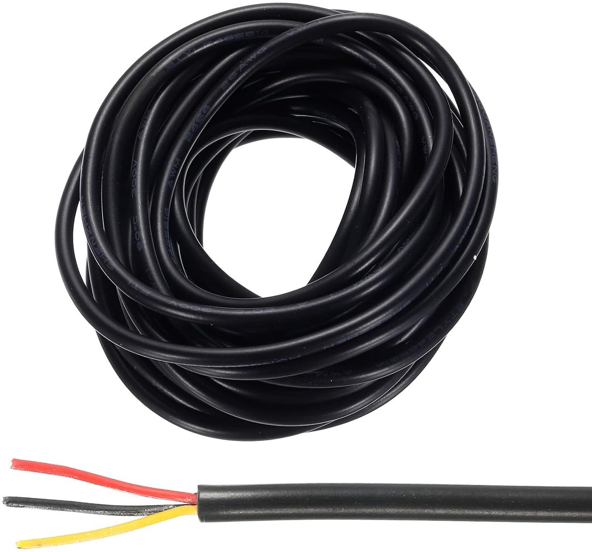 SnelShoppen - 26 AWG Elektrische Draad, 3 Aders, Flexibel Zwart, 4.5m, LED Verlichting, Laag Voltage, PVC Behuizing, Voor Lampen en LED Strips